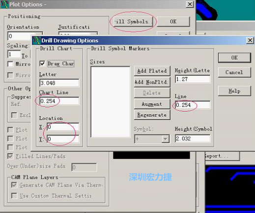 轉(zhuǎn)孔圖時也需在Customize Document欄點擊Option，在彈出的Plot Options-窗口中選擇Drill Symbols